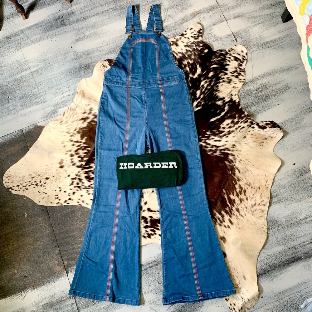 🌵BRAND NEW The Hippie Shake Denim Rainbow Dungarees Overalls US 10🌵 - Picture 2 of 10